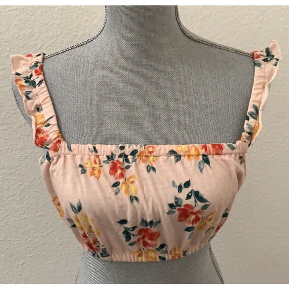 Pac Sun Me To We Sleeveless Crop Top Shirt Blouse Floral Small S Excellent - Picture 1 of 7